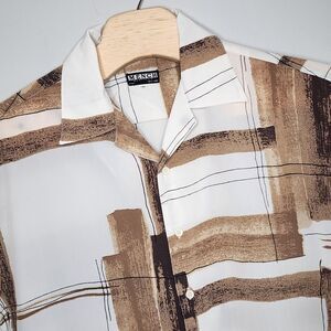Mench Platinum Mens Abstract Print Casual Dress‎ Shirt Size XXL Short Sleeves